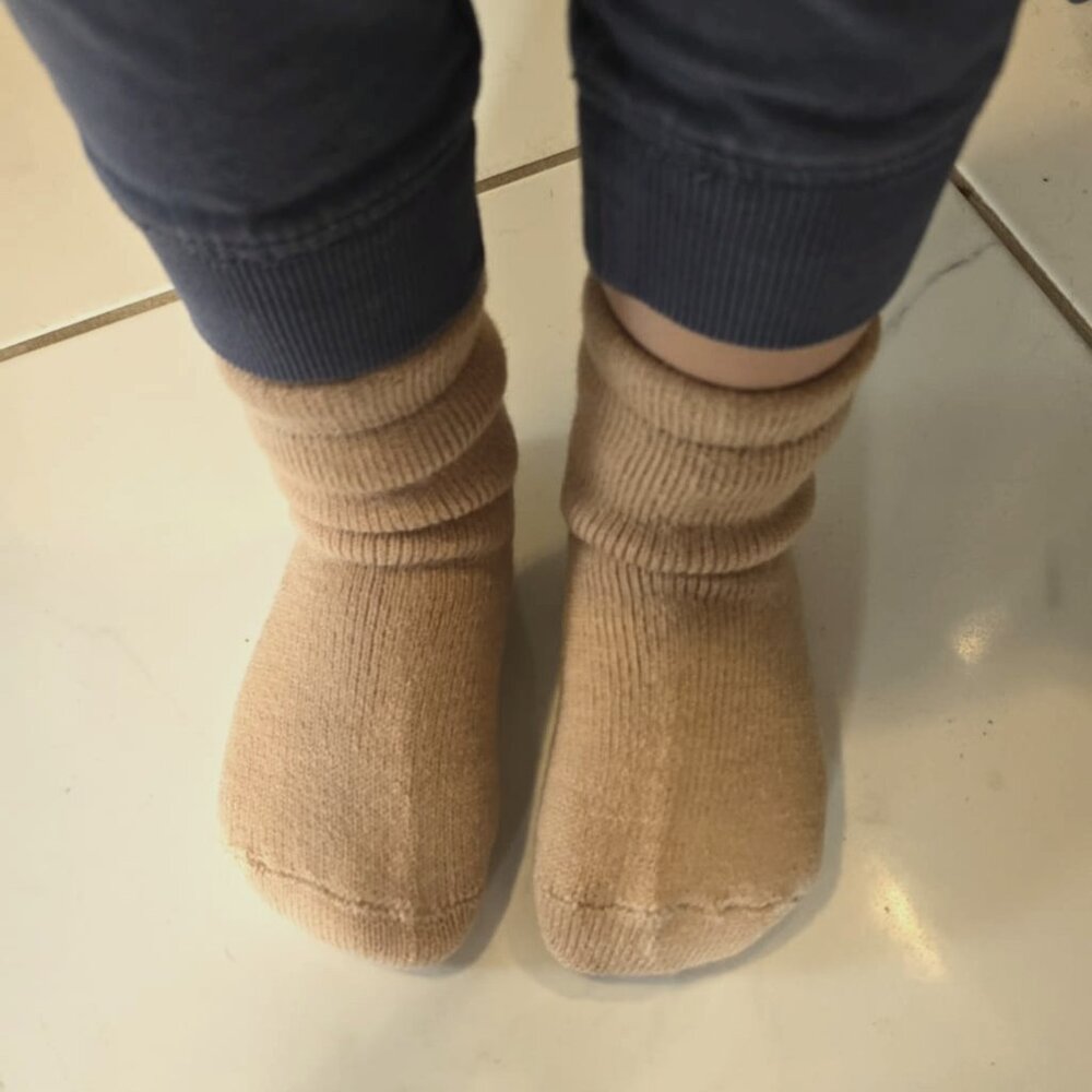Alpaca Wool Toddler Crew Socks Beige Color Extra Thick Warm Winter Casual Cozy